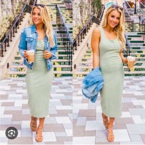 Pink Lily Wonderstruck Ribbed Tank Midi Dress Size M